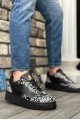 BA0802 BOA Gotik Desenli Siyah Yüksek Taban Erkek Günlük Ayakkabı