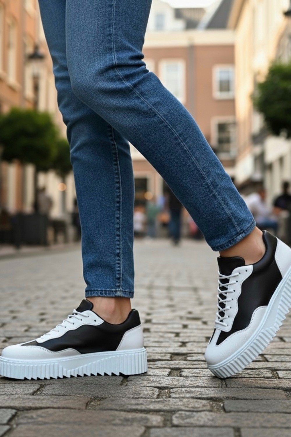 BA0802 BOA Siyah Renk Beyaz Parçalı Yüksek Taban Erkek Günlük Ayakkabı