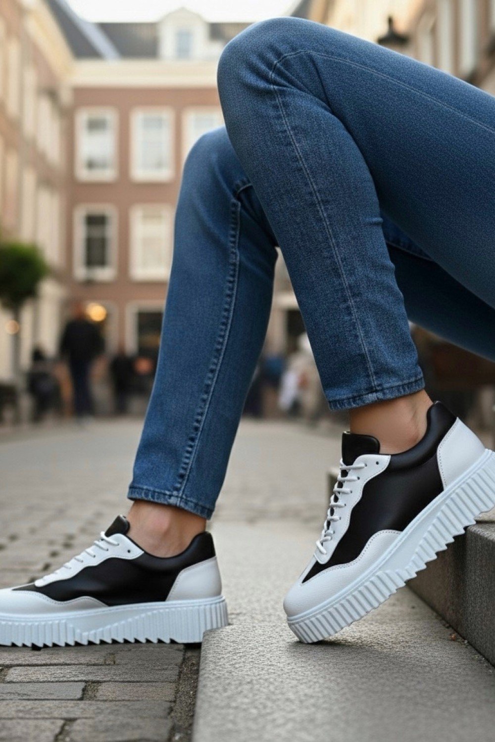 BA0802 BOA Siyah Renk Beyaz Parçalı Yüksek Taban Erkek Günlük Ayakkabı