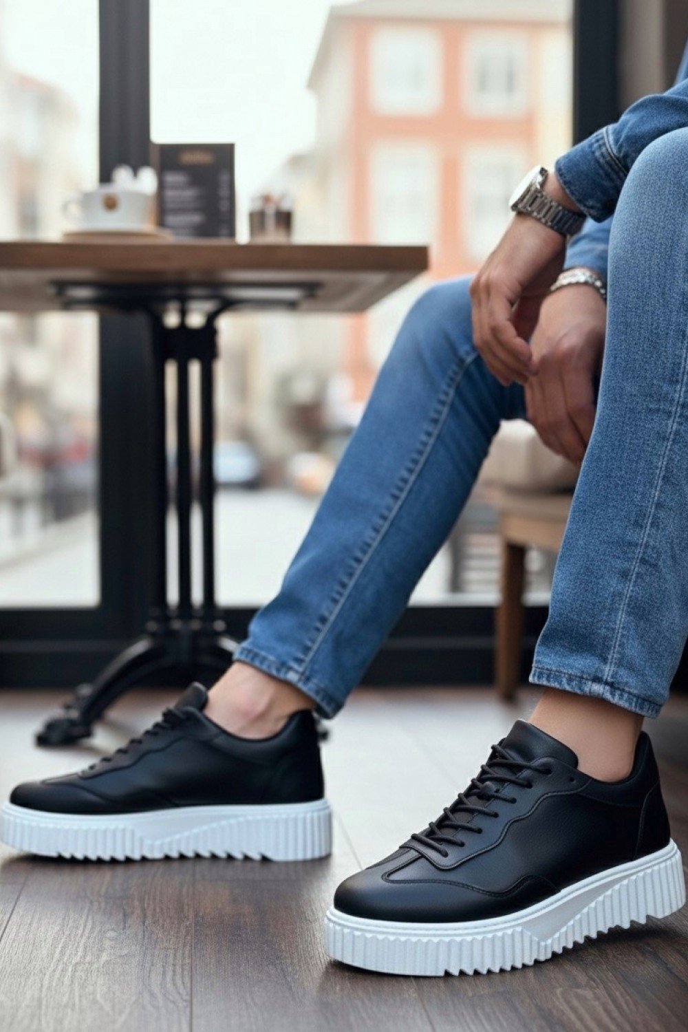 BA0802 BOA Siyah Renk Yüksek Taban Erkek Günlük Ayakkabı BA0802 BOA Siyah Renk Yüksek Taban Erkek Günlük Ayakkabı