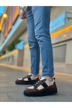 BA0804 BOA Yüksek Siyah Taban Kahve Detaylı Bağcıklı Erkek Ayakkabı