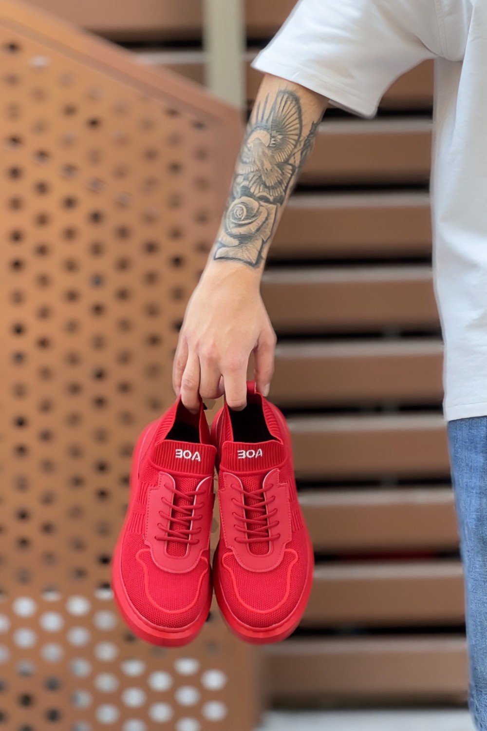 BA0812 Özel Örme Triko Tarz Kırmızı Renk Spor Ayakkabı BA0812 Özel Örme Triko Tarz Kırmızı Renk Spor Ayakkabı