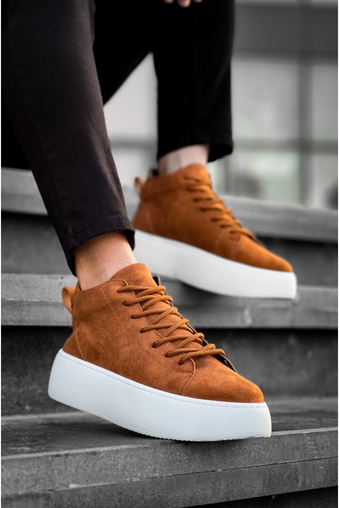 LE10 Bağcıklı Erkek Yüksek Taban İthal Süet Taba Spor Bot