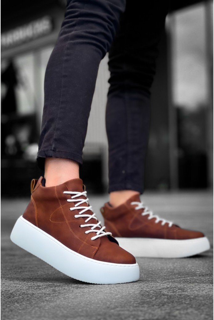 LE10 Bağcıklı Erkek Yüksek Taban Taba Cilt Spor Bot