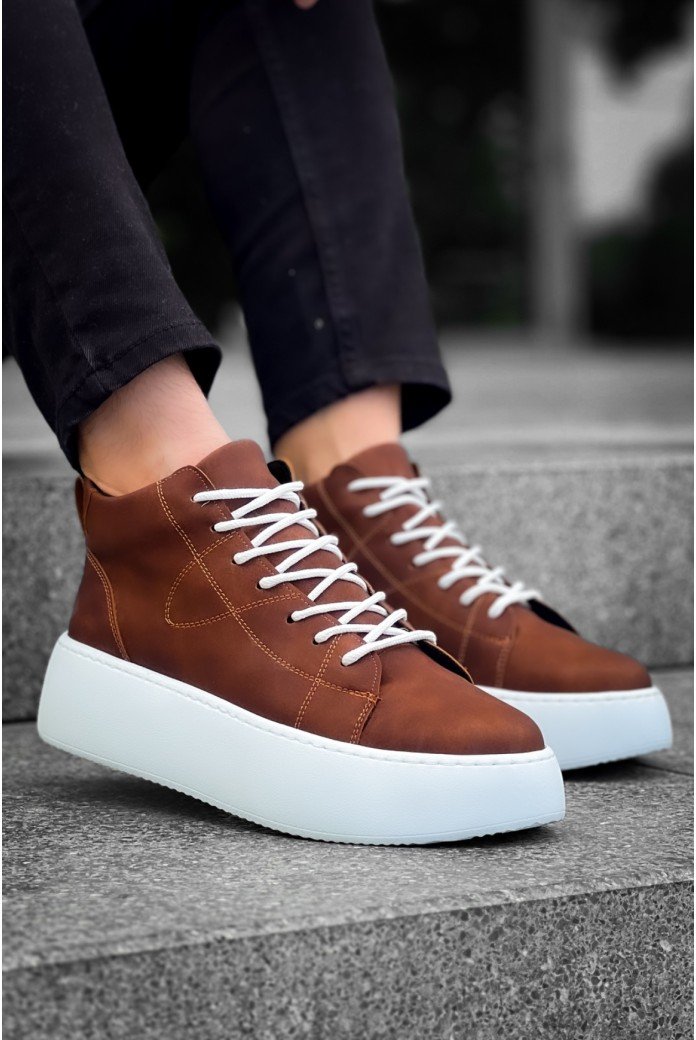 LE10 Bağcıklı Erkek Yüksek Taban Taba Cilt Spor Bot