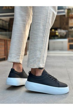 LE11 Bağcıklı Erkek Yüksek Taban Siyah Spor Ayakkabı LE11 Bağcıklı Erkek Yüksek Taban Siyah Spor Ayakkabı