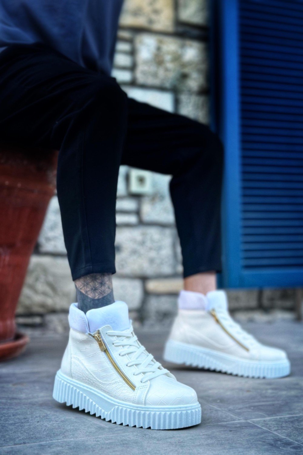 SNR-512 BOA Kalın Yüksek Taban Çift Fermuarlı Beyaz Erkek Spor Bot SNR-512 BOA Kalın Yüksek Taban Çift Fermuarlı Beyaz Erkek Spor Bot