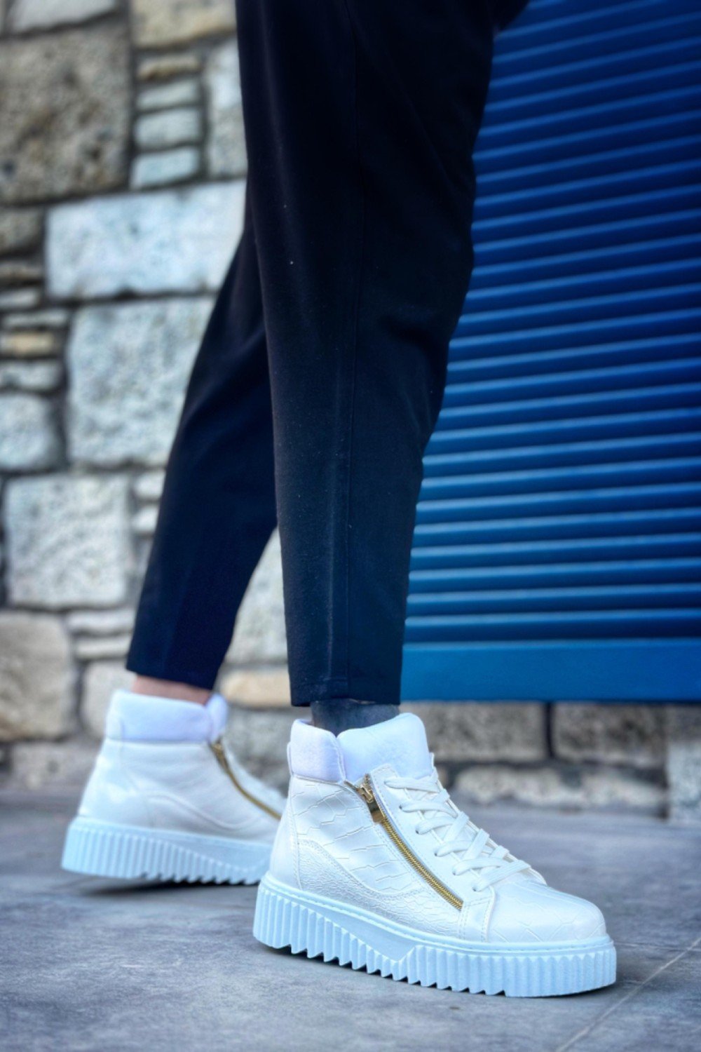 SNR-512 BOA Kalın Yüksek Taban Çift Fermuarlı Beyaz Erkek Spor Bot SNR-512 BOA Kalın Yüksek Taban Çift Fermuarlı Beyaz Erkek Spor Bot