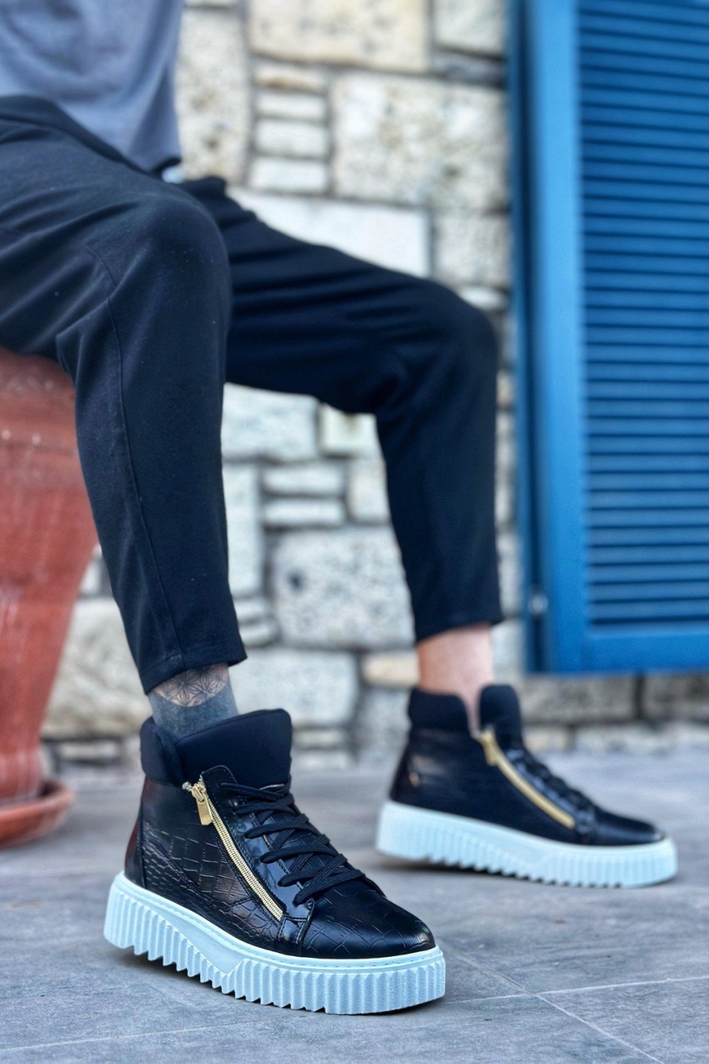 SNR-512 BOA Kalın Yüksek Taban Çift Fermuarlı Siyah Erkek Spor Bot SNR-512 BOA Kalın Yüksek Taban Çift Fermuarlı Siyah Erkek Spor Bot