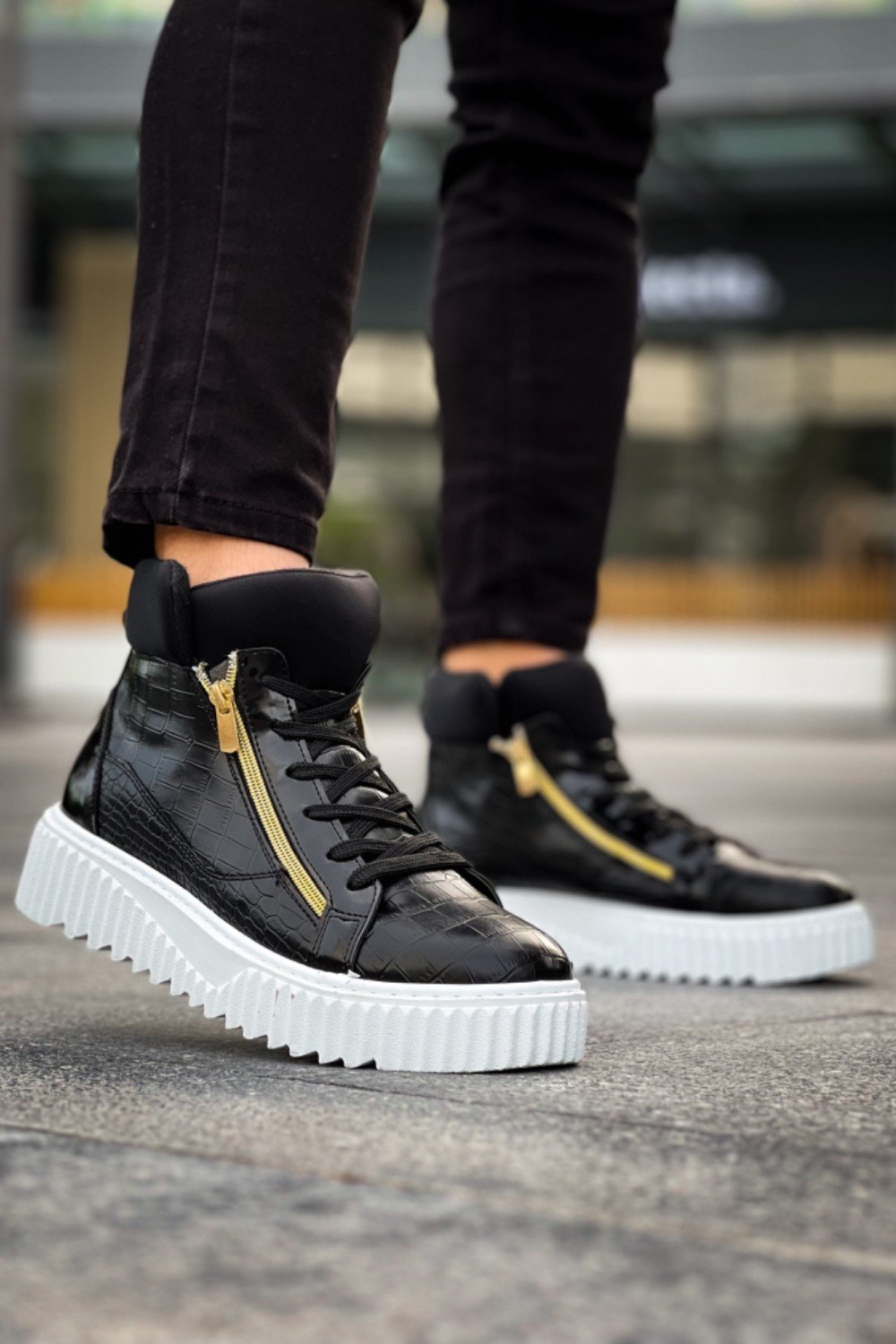 SNR-512 BOA Kalın Yüksek Taban Çift Fermuarlı Siyah Erkek Spor Bot SNR-512 BOA Kalın Yüksek Taban Çift Fermuarlı Siyah Erkek Spor Bot