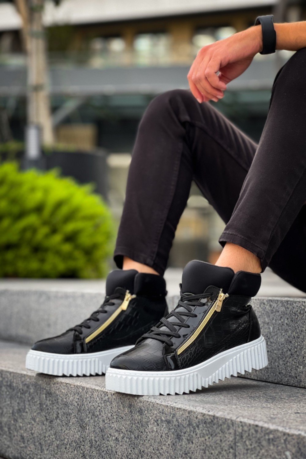 SNR-512 BOA Kalın Yüksek Taban Çift Fermuarlı Siyah Erkek Spor Bot SNR-512 BOA Kalın Yüksek Taban Çift Fermuarlı Siyah Erkek Spor Bot