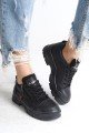 AGATHA Bağcıklı Fermuarlı Ortopedik Taban Kadın Sneaker Spor Ayakkabı CST - Siyah