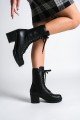 ALDA Bağcıklı Ortopedik Taban Kadın Çizme CST - Siyah