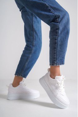 ALESSI Bağcıklı Ortopedik Taban Kadın Sneaker Spor Ayakkabı CBT - Beyaz ALESSI Bağcıklı Ortopedik Taban Kadın Sneaker Spor Ayakkabı CBT - Beyaz