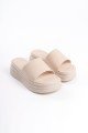 ALICE Düz Topuklu Kalın ve Ortopedik Taban Kadın Terlik CKT - Krem