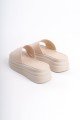 ALICE Düz Topuklu Kalın ve Ortopedik Taban Kadın Terlik CKT - Krem