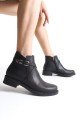 ALMILA Fermuarlı Lastikli Ortopedik Taban Topuklu Kadın Bot CST - Siyah ALMILA Fermuarlı Lastikli Ortopedik Taban Topuklu Kadın Bot CST - Siyah