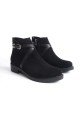 ALMILA Fermuarlı Lastikli Ortopedik Taban Topuklu Süet Kadın Bot SST - Siyah
