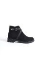 ALMILA Fermuarlı Lastikli Ortopedik Taban Topuklu Süet Kadın Bot SST - Siyah