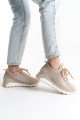 ALYA Bağcıklı Ortopedik Taban Taşlı Kadın Sneaker Spor Ayakkabı CBT - Krem ALYA Bağcıklı Ortopedik Taban Taşlı Kadın Sneaker Spor Ayakkabı CBT - Krem