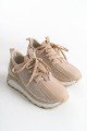 ALYA Bağcıklı Ortopedik Taban Taşlı Kadın Sneaker Spor Ayakkabı CBT - Krem ALYA Bağcıklı Ortopedik Taban Taşlı Kadın Sneaker Spor Ayakkabı CBT - Krem