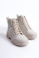 AMBER Bağcıklı Fermuarlı Ortopedik Taban Kadın Bot  CKT - Krem