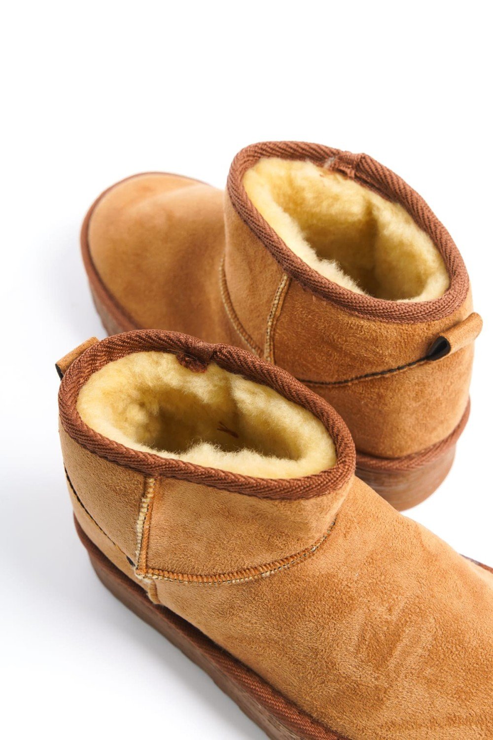 AMELIA Bağcıksız Düz ve Kalın Taban İçi Kürklü Kısa Süet Kadın Bot  STT - Taba