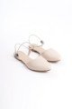 ARIANA Lastikli Ortopedik Rahat Taban Bilekten Taş Detaylı Kadın Babet Ayakkabı  CKT - Krem