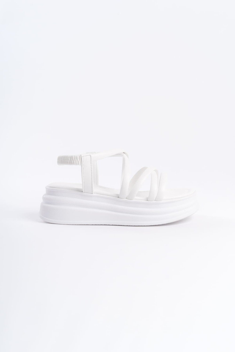 BELLA Lastikli Şerit Detaylı Ortopedik Taban Kadın Sandalet CBT - Beyaz BELLA Lastikli Şerit Detaylı Ortopedik Taban Kadın Sandalet CBT - Beyaz