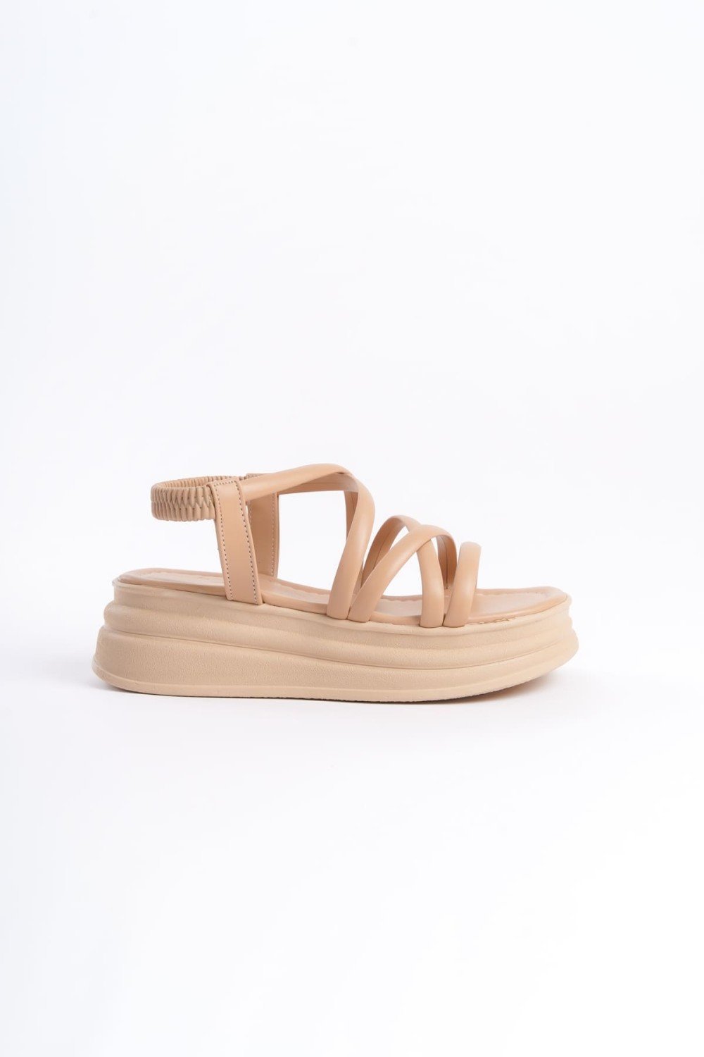 BELLA Lastikli Şerit Detaylı Ortopedik Taban Kadın Sandalet  CTT - Ten