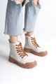BLOOM Bağcıklı Fermuarlı Ortopedik Taban Kadın Bot CTT - Krem BLOOM Bağcıklı Fermuarlı Ortopedik Taban Kadın Bot CTT - Krem