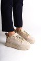 BRIANNA Bağcıklı Ortopedik Taban Renkli Taş Dekorlu Kadın Sneaker Spor Ayakkabı CKT - Krem/Altın BRIANNA Bağcıklı Ortopedik Taban Renkli Taş Dekorlu Kadın Sneaker Spor Ayakkabı CKT - Krem/Altın