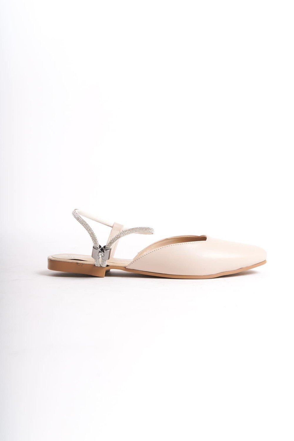 CAROLINE Lastikli Ortopedik Rahat Taban Bilekten Taş Detaylı Kadın Babet Ayakkabı CKT - Krem CAROLINE Lastikli Ortopedik Rahat Taban Bilekten Taş Detaylı Kadın Babet Ayakkabı CKT - Krem