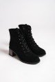 DIANA Bağcıklı Fermuarlı Ortopedik Taban Topuklu Süet Kadın Bot SST - Siyah DIANA Bağcıklı Fermuarlı Ortopedik Taban Topuklu Süet Kadın Bot SST - Siyah