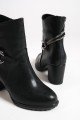 EDNA Fermuarlı Ortopedik Taban Taşlı Topuklu Kadın Bot CST - Siyah EDNA Fermuarlı Ortopedik Taban Taşlı Topuklu Kadın Bot CST - Siyah
