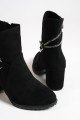 EDNA Fermuarlı Ortopedik Taban Taşlı Topuklu Süet Kadın Bot SST - Siyah EDNA Fermuarlı Ortopedik Taban Taşlı Topuklu Süet Kadın Bot SST - Siyah