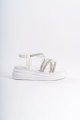 ELENA Lastikli Taşlı Şeritli Ortopedik Taban Kadın Sandalet  CBT - Beyaz