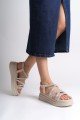 ELENA Lastikli Taşlı Şeritli Ortopedik Taban Kadın Sandalet CKT - Krem ELENA Lastikli Taşlı Şeritli Ortopedik Taban Kadın Sandalet CKT - Krem