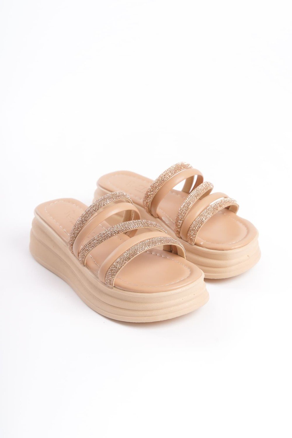 ELISE Düz Topuklu Şeritli Taşlı Kalın ve Ortopedik Taban Kadın Terlik CTT - Ten ELISE Düz Topuklu Şeritli Taşlı Kalın ve Ortopedik Taban Kadın Terlik CTT - Ten