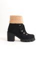 EMMA Bağcıklı Fermuarlı Ortopedik Taban Topuklu Kürk Detaylı Süet Kadın Bot SST - Siyah EMMA Bağcıklı Fermuarlı Ortopedik Taban Topuklu Kürk Detaylı Süet Kadın Bot SST - Siyah