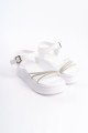 EVA Kalın Tokalı Taşlı Şeritli Ortopedik Taban Kadın Sandalet  CBT - Beyaz