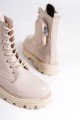 GINA Bağcıklı Fermuarlı Ortopedik Taban Çantalı Kadın Bot  CKT - Krem