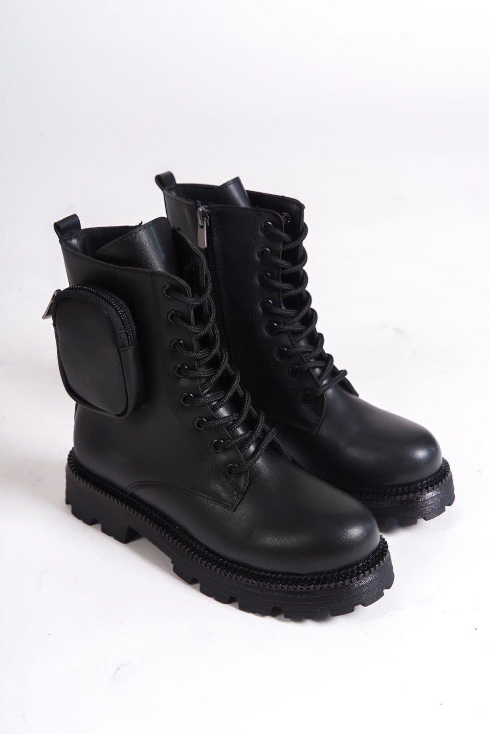 GINA Bağcıklı Fermuarlı Ortopedik Taban Çantalı Kadın Bot CST - Siyah GINA Bağcıklı Fermuarlı Ortopedik Taban Çantalı Kadın Bot CST - Siyah