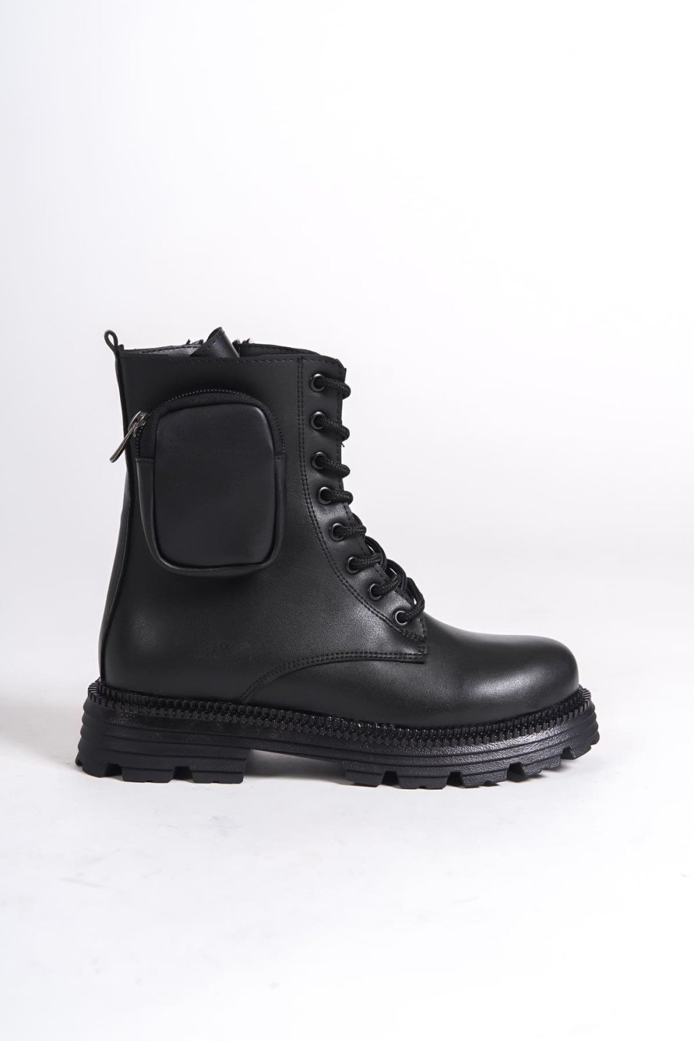 GINA Bağcıklı Fermuarlı Ortopedik Taban Çantalı Kadın Bot CST - Siyah GINA Bağcıklı Fermuarlı Ortopedik Taban Çantalı Kadın Bot CST - Siyah