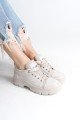 JANE Bağcıklı Ortopedik Taban Kadın Sneaker Spor Ayakkabı  CKT - Krem