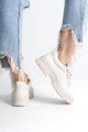 JANE Bağcıklı Ortopedik Taban Kadın Sneaker Spor Ayakkabı  CKT - Krem