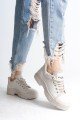 JANE Bağcıklı Ortopedik Taban Kadın Sneaker Spor Ayakkabı  CKT - Krem