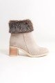 JULIA Fermuarlı Ortopedik Taban Tüylü Topuklu Süet Kadın Bot SKT - Krem