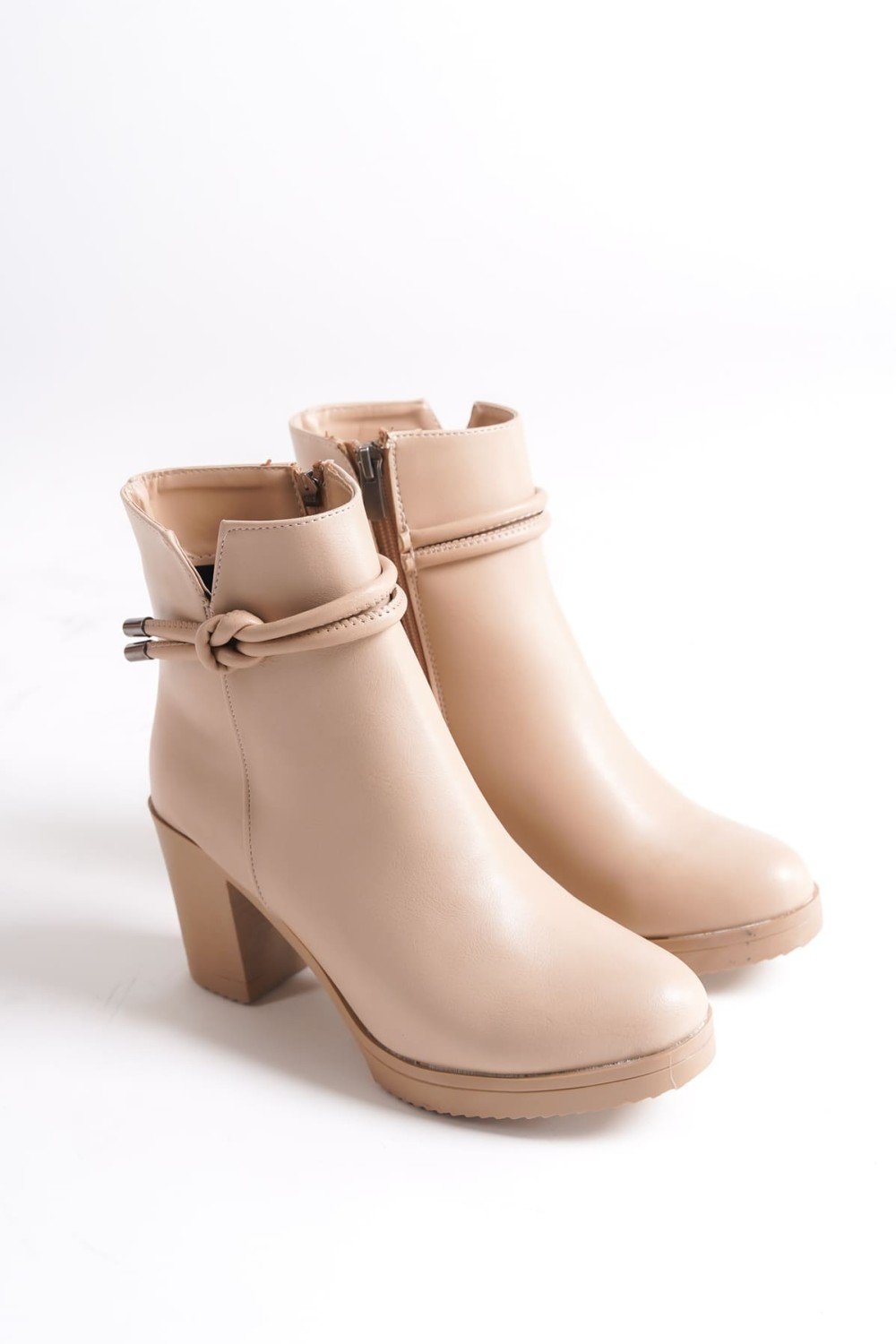 JULY Fermuarlı Ortopedik Taban Topuklu Kadın Bot CTT - Ten