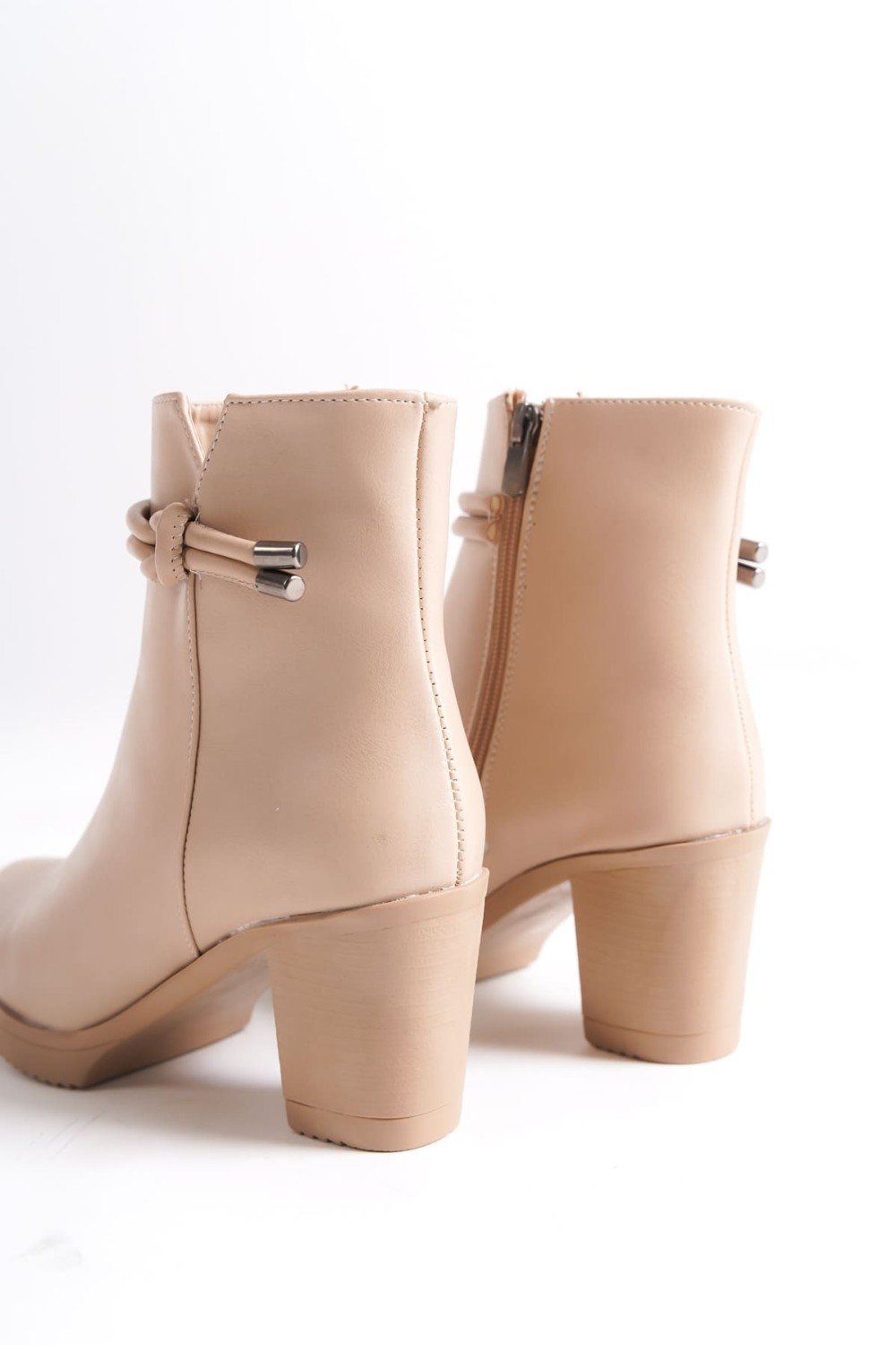 JULY Fermuarlı Ortopedik Taban Topuklu Kadın Bot CTT - Ten